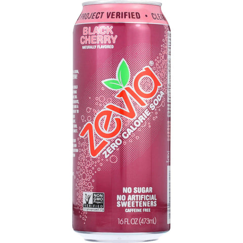 Zevia Soda - Zero Calorie - Black Cherry - Tall Girls Can - 16 Oz - Case Of 12