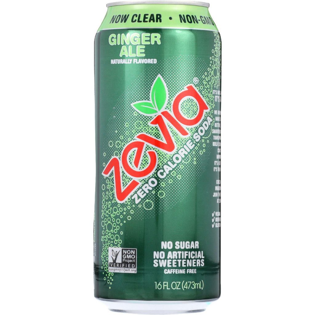 Zevia Soda - Zero Calorie - Ginger Ale - Tall Girls Can - 16 Oz - Case Of 12