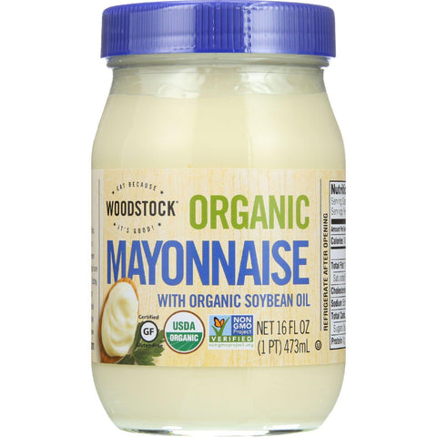 Woodstock Mayonnaise - Organic - With Organic Soybean Oil - Jar - 16 Oz - Case Of 12