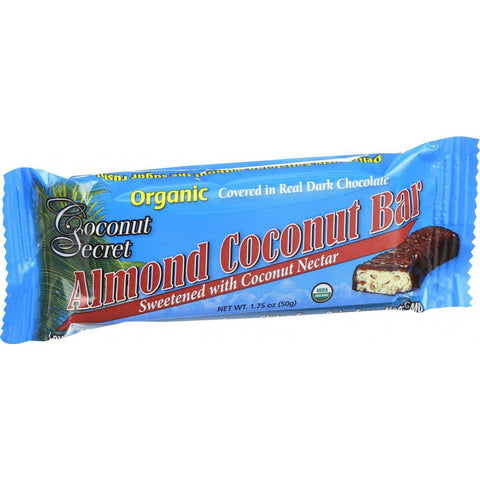 Coconut Secret Organic Chocolate Covered Coconut Bar - Almond - Case Of 12 - 1.75 Oz Bars