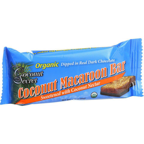 Coconut Secret Organic Chocolate Covered Coconut Bar - Coconut Macaroon - Case Of 12 - 1.75 Oz Bars