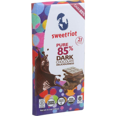 Sweetriot Organic Chocolate Bar - Riotbar - 85 Percent Dark Chocolate - 3.5 Oz Bars - Case Of 12