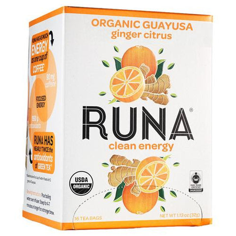 Runa Tea Organic Ginger Centers Guayusa Tea - Case Of 6 - 16 Bags