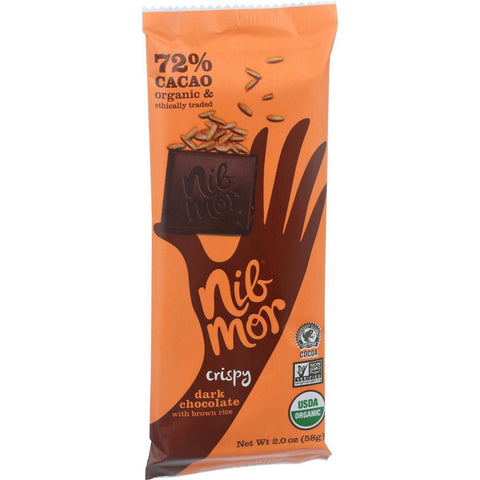 Nibmor Organic Dark Chocolate Bars - Crispy With Brown Rice - 2 Oz Bars - Case Of 12