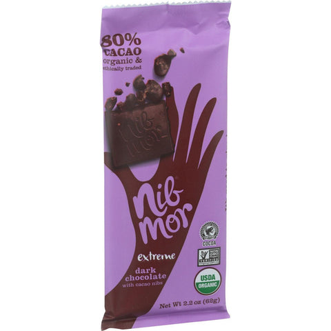Nibmor Organic Dark Chocolate Bars - Extreme With Cocoa Nibs - 2.2 Oz Bars - Case Of 12