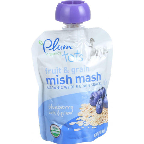 Plum Organics Tots Mish Mash Organic Whole Grain Snack - Fruit And Grain - Blueberry Oats And Quinoa - 3.17 Oz - Case Of 6