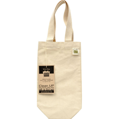 Ecobags Canvas Wine Bag (1 Bottle) 6.5x12 - Recycled Cotton - 10 Bags