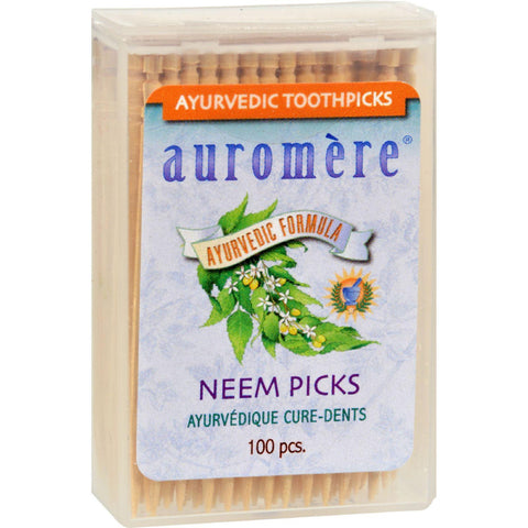 Auromere Ayurvedic Neem Picks - 100 Toothpicks - Case Of 12