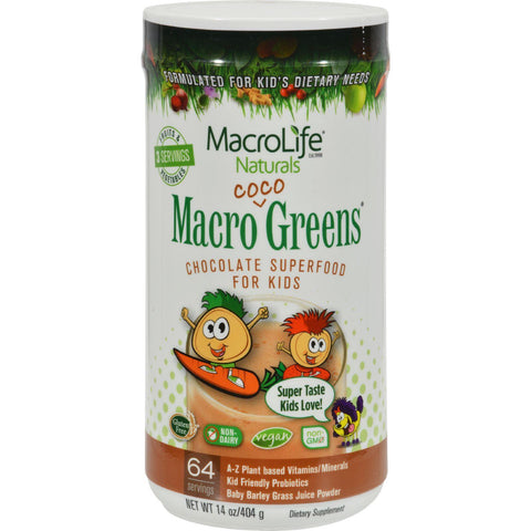 Macrolife Naturals Jr. Macro Coco-greens For Kids Chocolate - 14 Oz