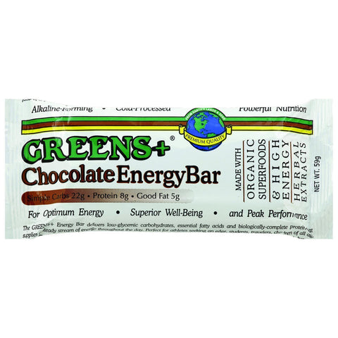 Greens Plus Plusbar Energy Bar - Chocolate - 2.08 Oz Bars - Case Of 12