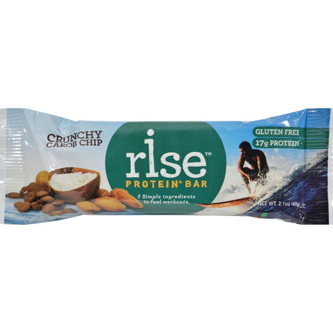Rise Bar Protein Bar - Crunchy Carob Chip - Case Of 12 - 2.1 Oz