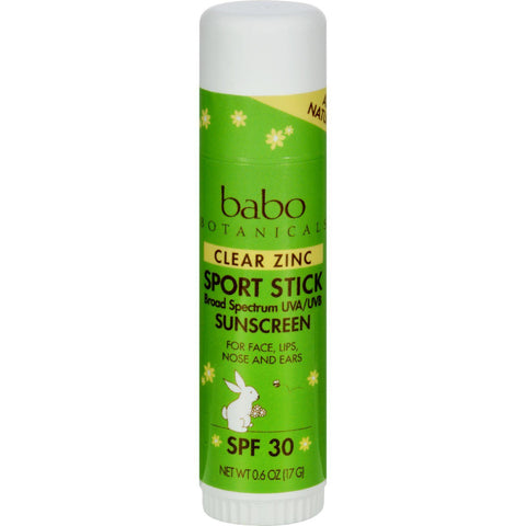 Babo Botanicals Zinc Sport Stick - Clear Spf 30 - Case Of 12 - .6 Oz