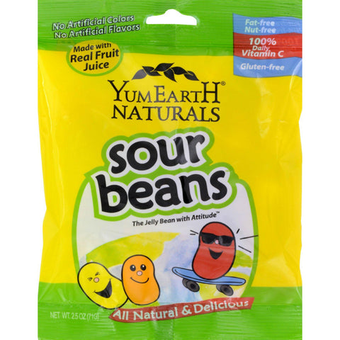Yummy Earth Naturals Sour Beans - Case Of 12 - 2.5 Oz