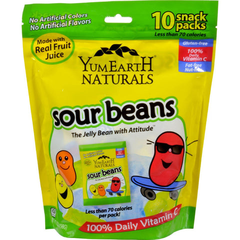 Yummy Earth Naturals Sour Jelly Beans Snack Packs - 10 Packs