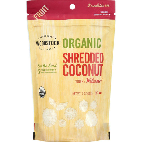 Woodstock Fruit - Organic - Coconut - Shredded - Raw - 7 Oz - Case Of 8