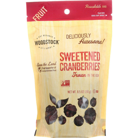 Woodstock Fruit - All Natural - Cranberries - Sweetened - 8.5 Oz - Case Of 8