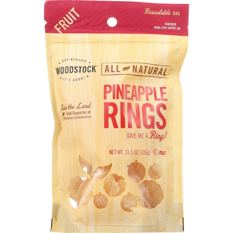 Woodstock Fruit - All Natural - Pineapple - Rings - Low Sugar - Unsulphured - 11.5 Oz - Case Of 8
