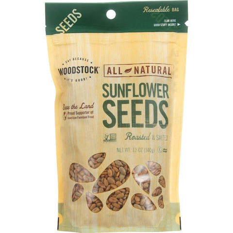 Woodstock Seeds - All Natural - Sunflower - Shelled - Roasted - Salted - 12 Oz - Case Of 8