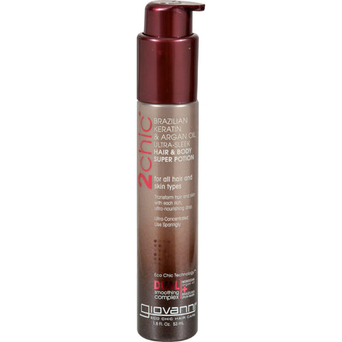 Giovanni 2chic Ultra-sleek Hair And Body Super Potion With Brazilian Keratin And Argan Oil - 1.8 Fl Oz