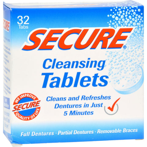 Secure Denture Adhesive Denture Cleanser - 32 Tablets