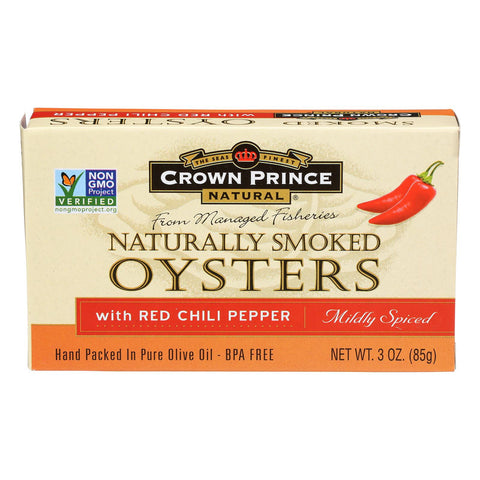 Crown Prince Oysters - Smoked With Red Chili Pepper - Case Of 18 - 3 Oz.