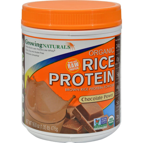 Growing Naturals Organic Raw Rice Protein - Chocolate Power - 16.8 Oz