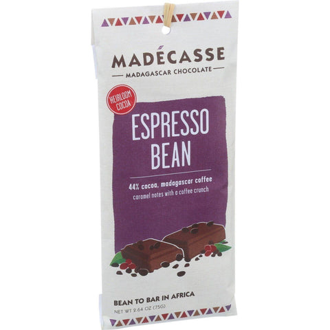 Madecasse Chocolate Bars - 44 Percent Milk Chocolate - Espresso Bean - 2.64 Oz Bars - Case Of 10