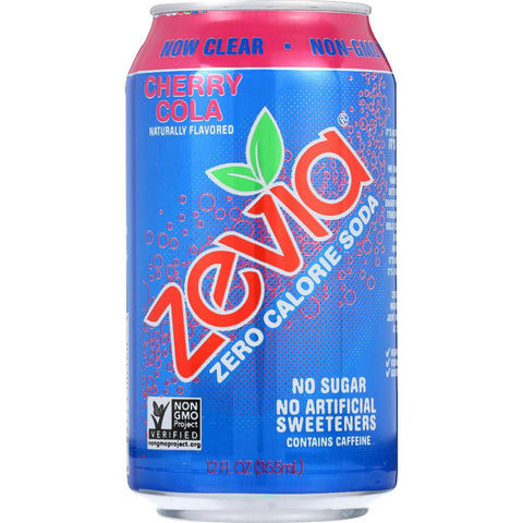 Zevia Soda - Zero Calorie - Cherry Cola - Can - 6-12 Oz - Case Of 4