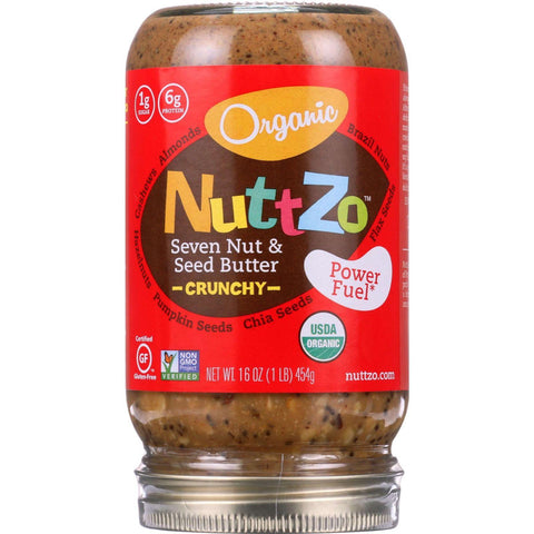 Nuttzo Spread - Organic - Seven Nut And Seed Butter - Crunchy - Without Peanuts - 16 Oz - Case Of 6