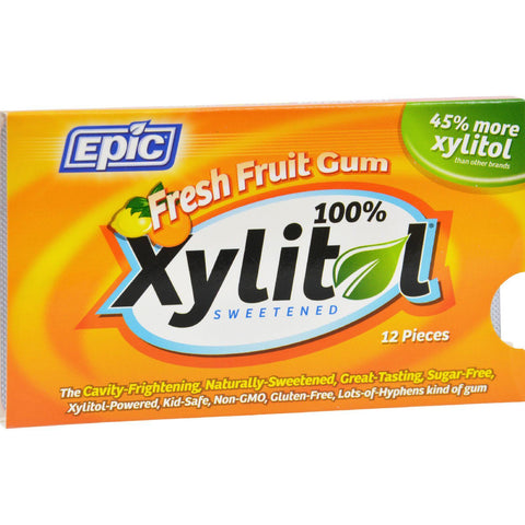 Epic Dental Gum - Xylitol - Fresh Fruit - 12 Count - 1 Case
