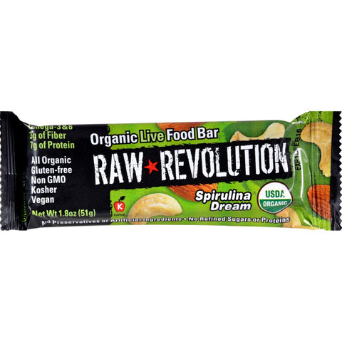 Raw Revolution Bar - Organic Spirulina Dream - Case Of 12 - 1.8 Oz
