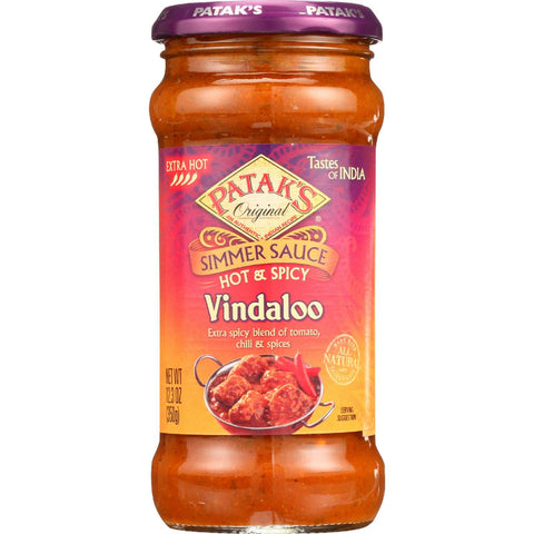 Pataks Simmer Sauce - Hot And Spicy - Vindaloo - Extra Hot - 12.3 Oz - Case Of 6