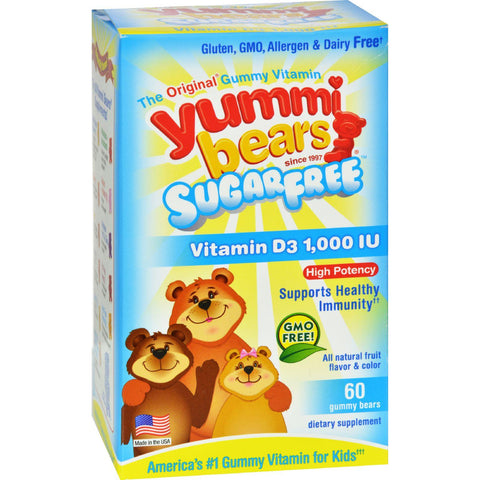 Hero Nutritional Products Yummi Bears Sugar Free Vitamin D3 - Fruit Flavors - 1000 Iu - 60 Pack
