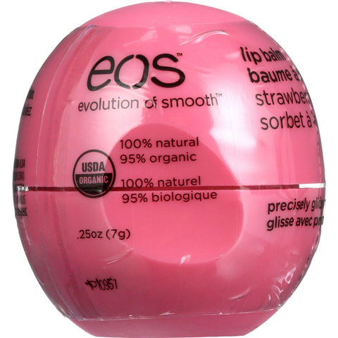 Eos Products Lip Balm - Organic - Smooth Sphere - Strawberry Sorbet - .25 Oz - Case Of 8