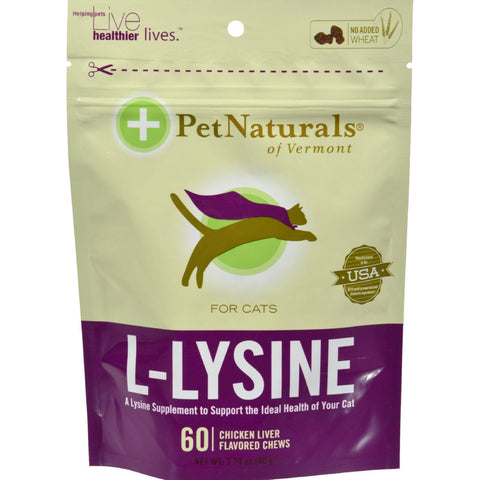 Pet Naturals Of Vermont L-lysine For Cats Chicken Liver - 60 Chewables