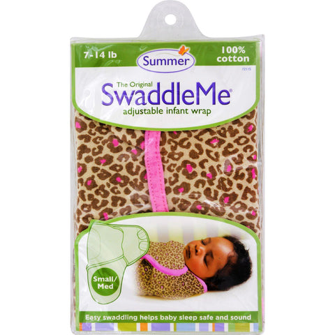 Summer Infant Swaddleme Adjustable Infant Wrap - Small-medium 7 - 14 Lbs - Leopard