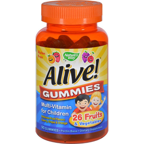 Nature's Way Alive Gummies Multi-vitamin For Children Natural Cherry, Grape And Orange - 90 Gummies