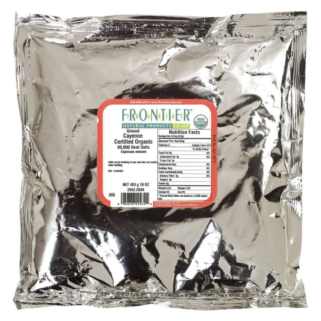 Frontier Herb Chili Pepper - Organic - Cayenne - Ground - 75000 Hu - Bulk - 1 Lb