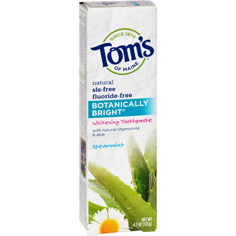 Tom's Of Maine Botanically Bright Whitening Toothpaste Spearmint - 4.7 Oz - Case Of 6