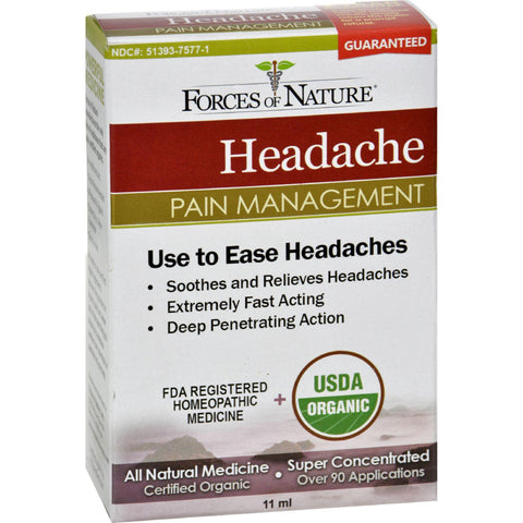 Forces Of Nature Organic Headache Pain Management - 11 Ml