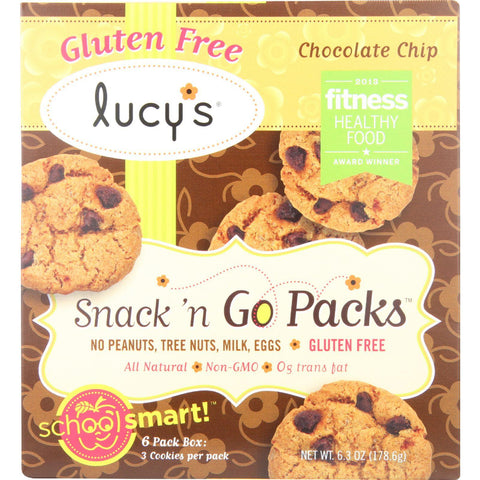 Dr. Lucys Cookies - Chocolate Chip - Snack N Go Packs - 6.3 Oz - Case Of 8