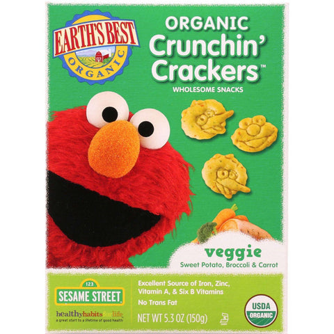 Earths Best Crackers - Organic - Crunchin Crackers - Veggie - Snack - 5.3 Oz - Case Of 6