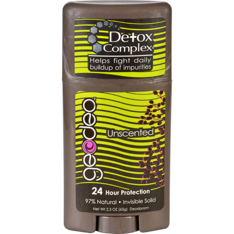 Geo-deo Natural Deodorant - Plus Detox Complex - Unscented - Invisible Solid - 2.3 Oz