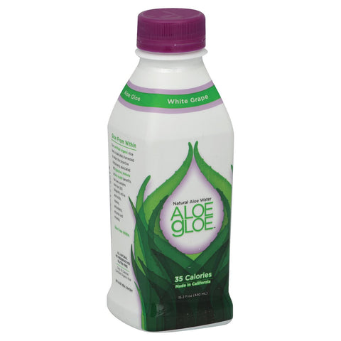 Aloe Gloe White Grape Organic Aloe Water - Case Of 12 - 15.2 Fl Oz.