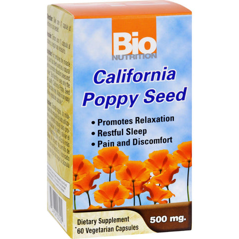 Bio Nutrition California Poppy Seed - 500 Mg - 60 Vegetarian Capsules