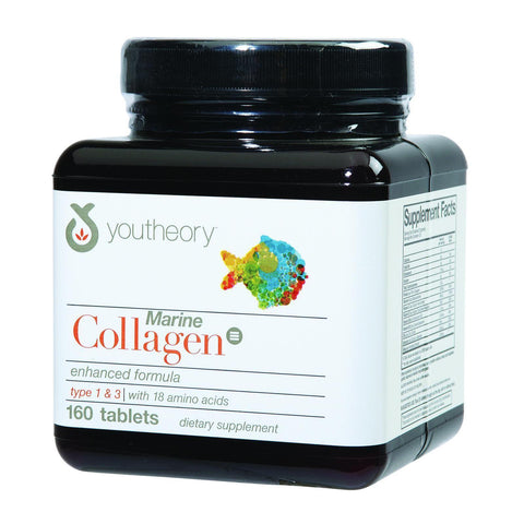 Youtheory Marine Collagen - Type 1 And 3 - Advanced Formula - 160 Tablets