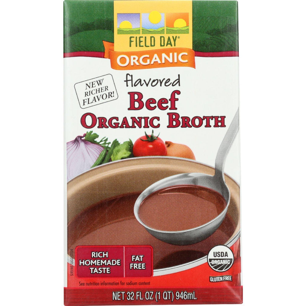 Field Day Broth - Organic - Flavored Beef - 32 Oz - Case Of 12