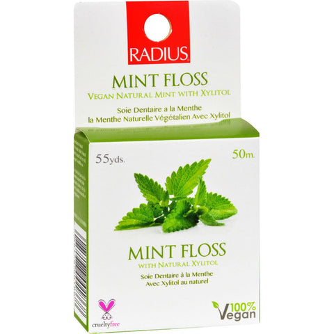 Radius Mint Floss With Natural Xylitol - 55 Yards - Case Of 6