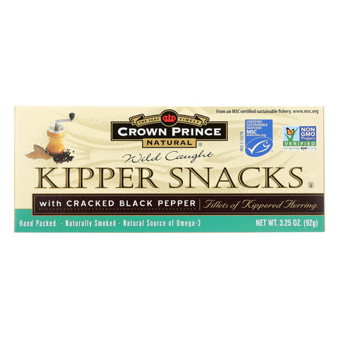 Crown Prince Kipper Snacks - With Cracked Black Pepper - Case Of 18 - 3.25 Oz.
