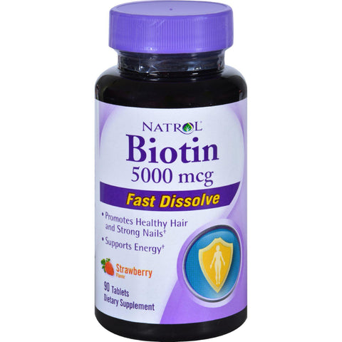 Natrol Biotin - Fast Dissolve - Strawberry - 5000 Mcg - 90 Tablets